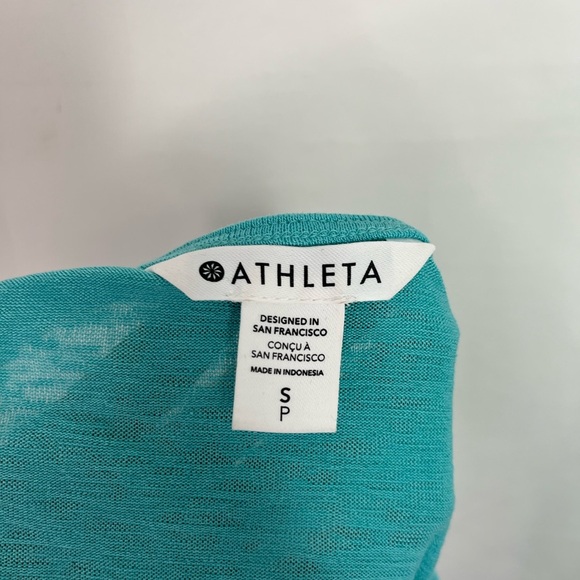 Athleta Breezy Wrap Athleisure V-Neck Tank Top Small Turquoise Blue - Picture 2 of 6